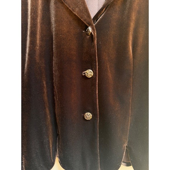 Coldwater Creek Velvet Blazer Jacket Brown Button Front Fitted Women's Size 10 - Picture 3 of 10
